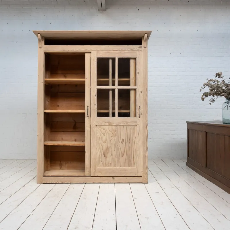 Pamono Wooden Display Cabinet with Sliding Doors, 1930> Cabinets & Wardrobes