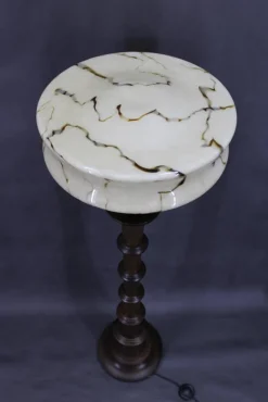 Pamono Wooden Floor Lamp with Glass Shade, 1940s><noscript><img width=