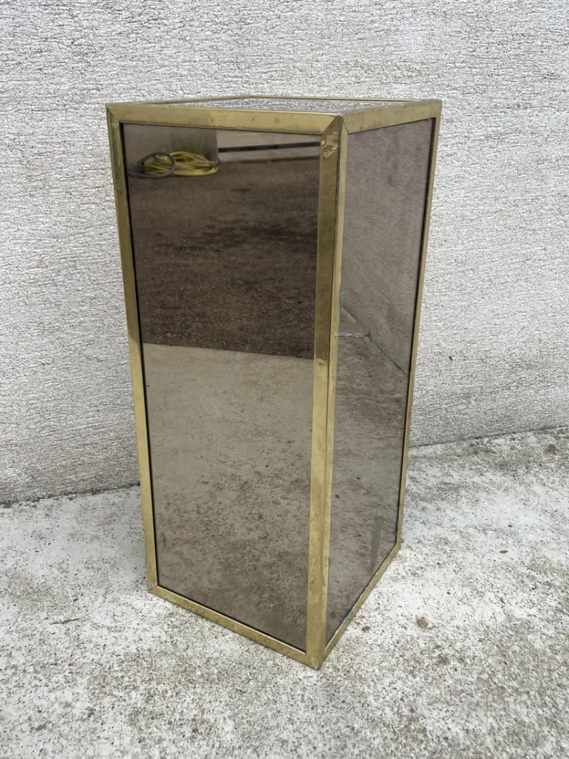 Pamono Wooden Pedestal Column in Chrome Plated, 1970s> Pedestals And Columns