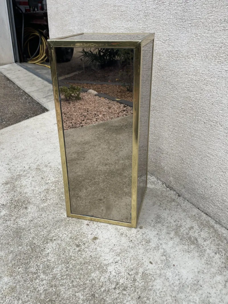Pamono Wooden Pedestal Column in Chrome Plated, 1970s> Pedestals And Columns