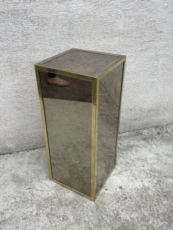 Pamono Wooden Pedestal Column in Chrome Plated, 1970s><noscript><img width=
