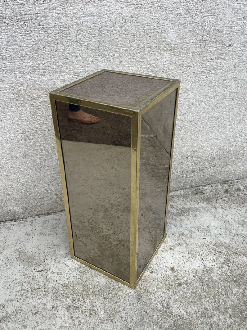 Pamono Wooden Pedestal Column in Chrome Plated, 1970s> Pedestals And Columns