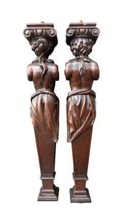 Discount Pamono Wooden Pilaster, 1890s, Set of 2