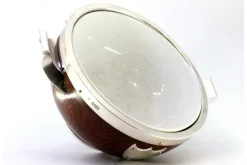 Online Pamono Wooden Salad Bowl with Silver Applications, Porcelain Core and Shield-Shaped Cards for Monograms