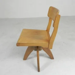 Clearance Pamono Wooden Swivel Chair, 1950s