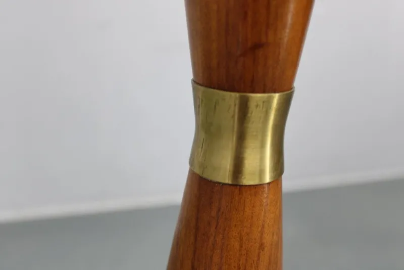 Pamono Wooden Table Lamp with Wicker Shade from Parker Knoll, Britain, 1960s> Table Lamps