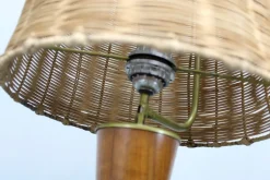 Pamono Wooden Table Lamp with Wicker Shade from Parker Knoll, Britain, 1960s><noscript><img width=