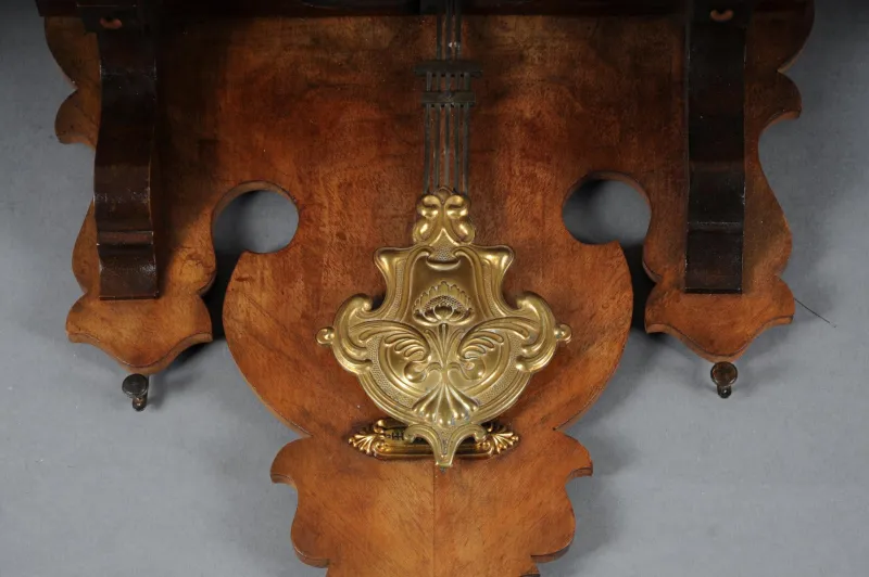 Pamono Wooden Wall Clock, 1880s> Clocks