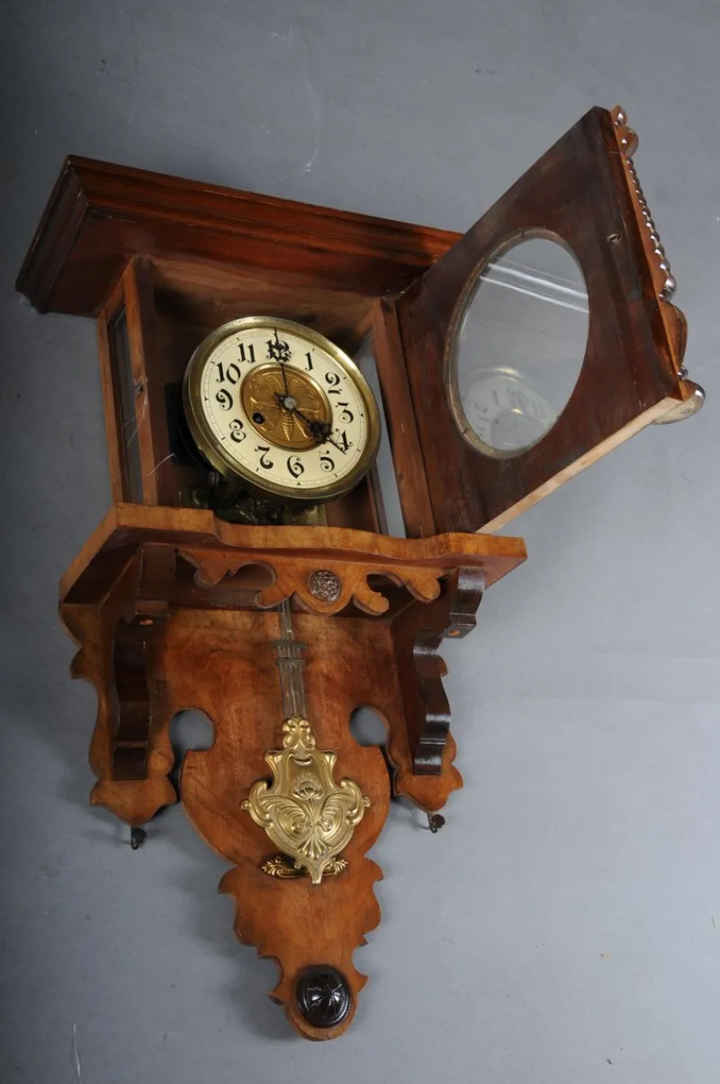 Pamono Wooden Wall Clock, 1880s> Clocks