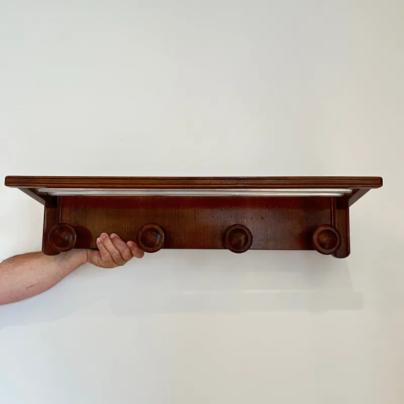 Online Pamono Wooden Wall-Mounted Coat Rack and Hat Rack, 1960s