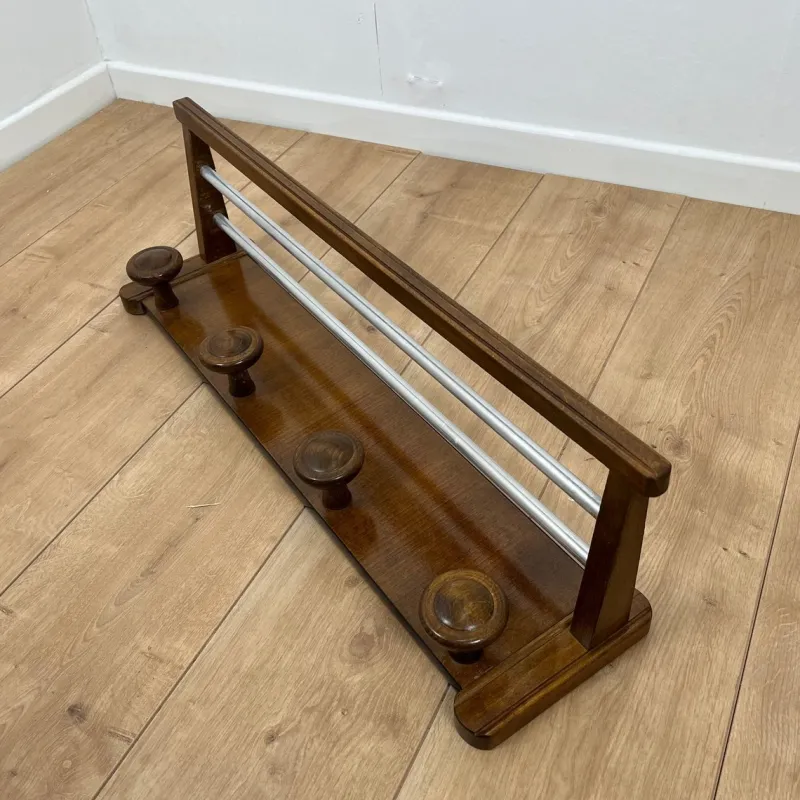 Online Pamono Wooden Wall-Mounted Coat Rack and Hat Rack, 1960s