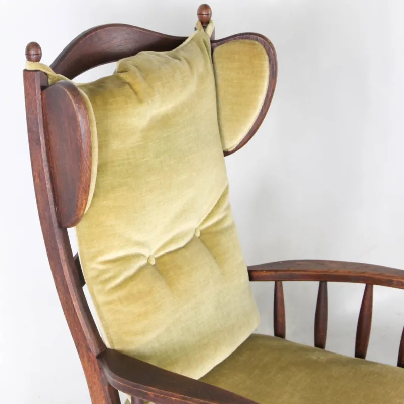 Online Pamono Wooden Wingback Chairs, 1960s, Set of 2