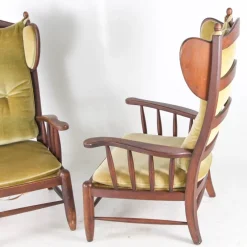 Online Pamono Wooden Wingback Chairs, 1960s, Set of 2