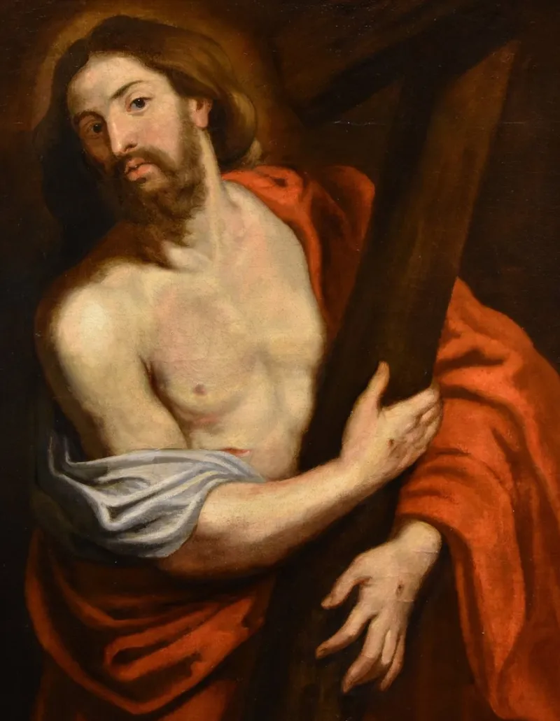 Pamono Workshop of Anthoon Van Dyck, Christ Carrying the Cross, 1650, Oil on Canvas, Framed> Old Masters