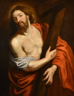 Pamono Workshop of Anthoon Van Dyck, Christ Carrying the Cross, 1650, Oil on Canvas, Framed><noscript><img width=