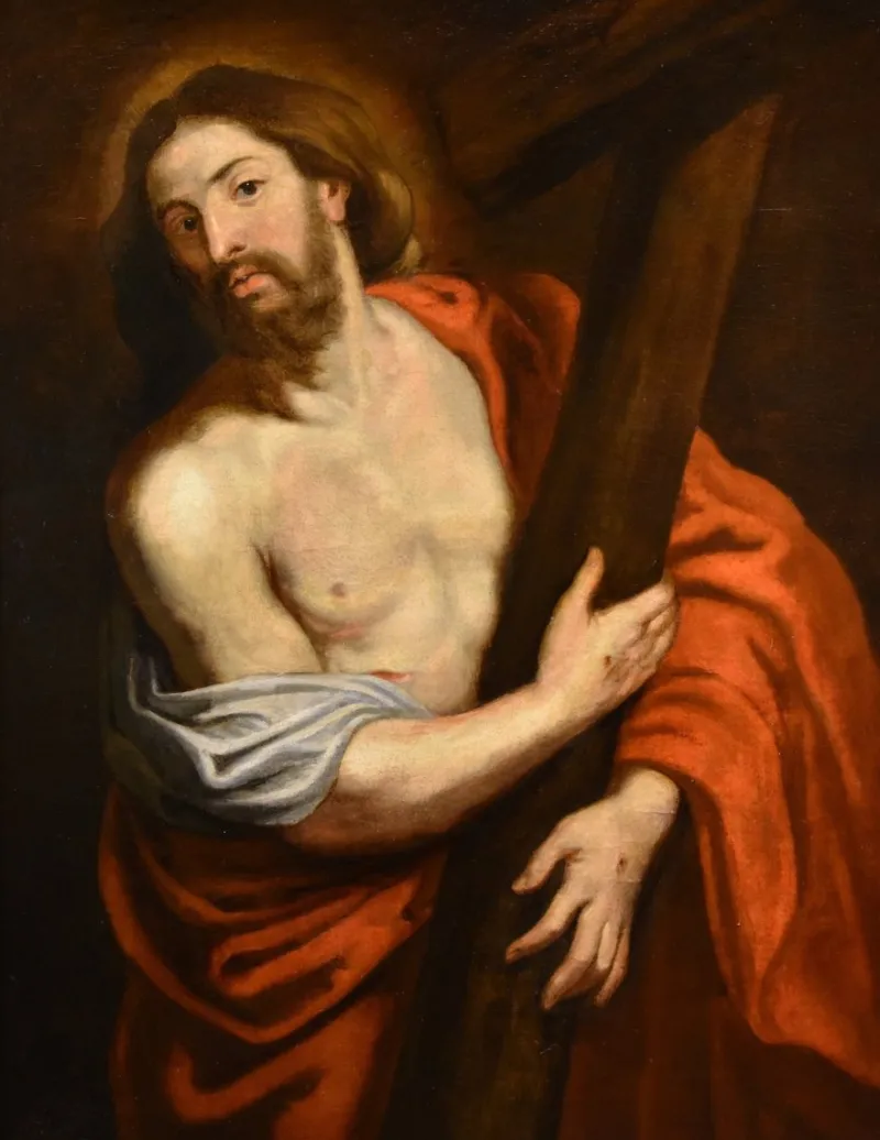 Pamono Workshop of Anthoon Van Dyck, Christ Carrying the Cross, 1650, Oil on Canvas, Framed> Old Masters
