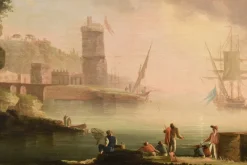 New Pamono Workshop of Charles François Grenier De Lacroix / de Marseille, Coastal View, 18th Century, Oil on Canvas, Framed