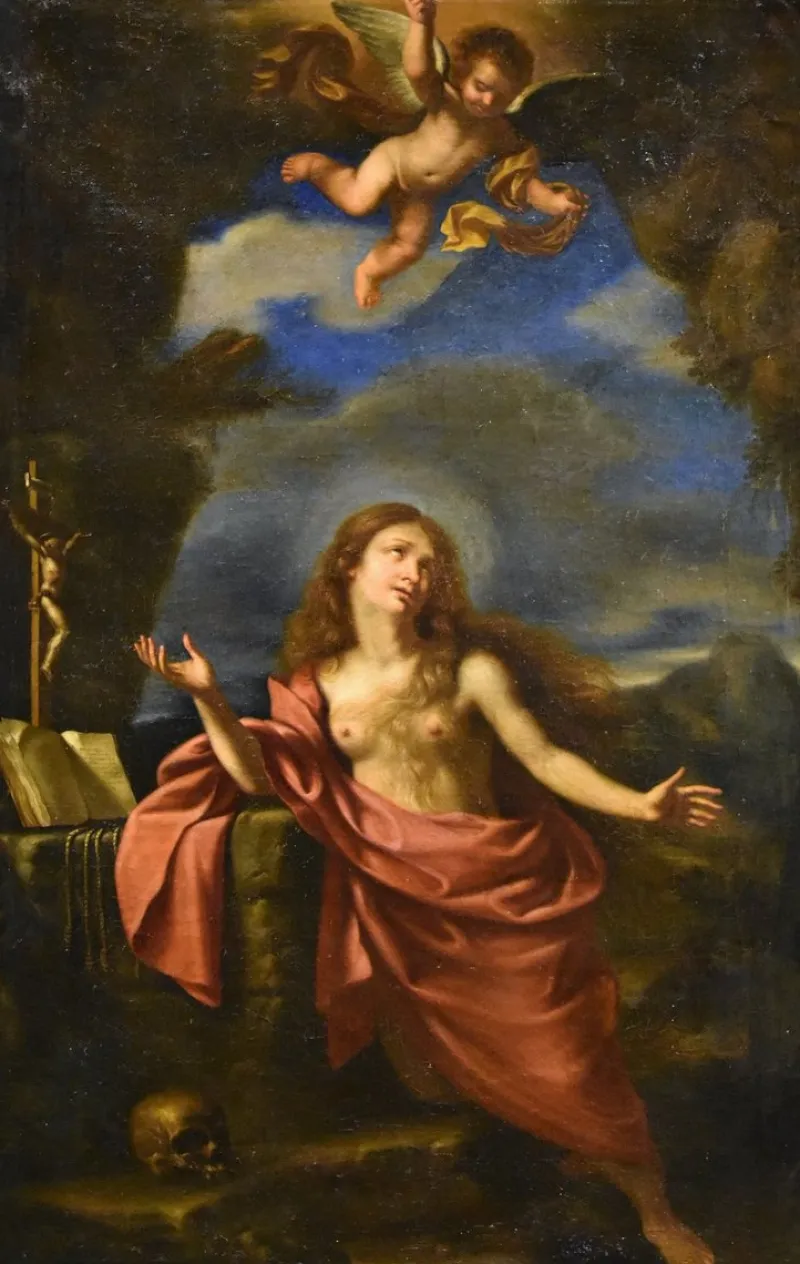 Pamono Workshop of Giovanni Francesco Barbieri / Il Guercino, Mary Magdalene, 1650, Oil on Canvas> Old Masters