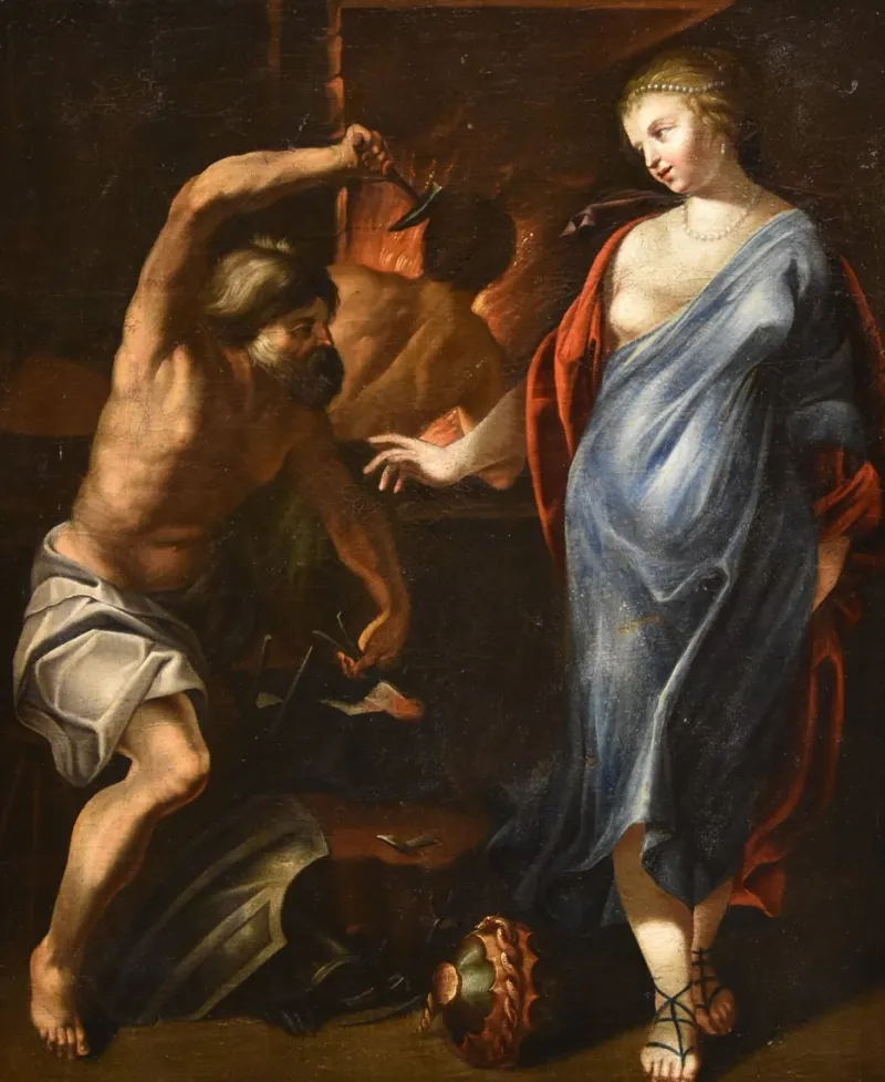 Pamono Workshop of Jacques Blanchard, Thetis Hephaestus, 1630, Oil on Panel, Framed> Old Masters|Classical