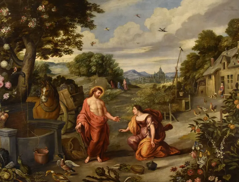Pamono Workshop of Jan Brueghel the Younger, Noli Me Tangere, 1650, Oil on Canvas
