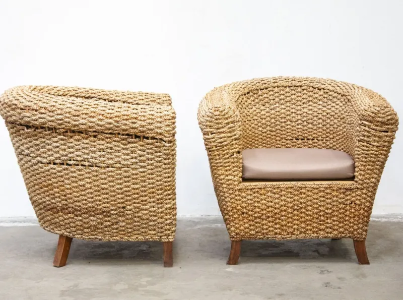 Pamono Woven Banana Garden Sofa and Armchairs, 1980s, Set of 3> Garden Seating