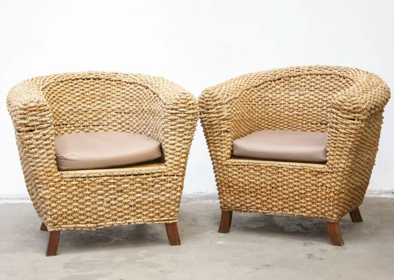 Pamono Woven Banana Garden Sofa and Armchairs, 1980s, Set of 3> Garden Seating