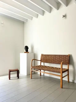 Hot Pamono Woven Bentwood Bench by Axel Larsson for Bodafors, 1940