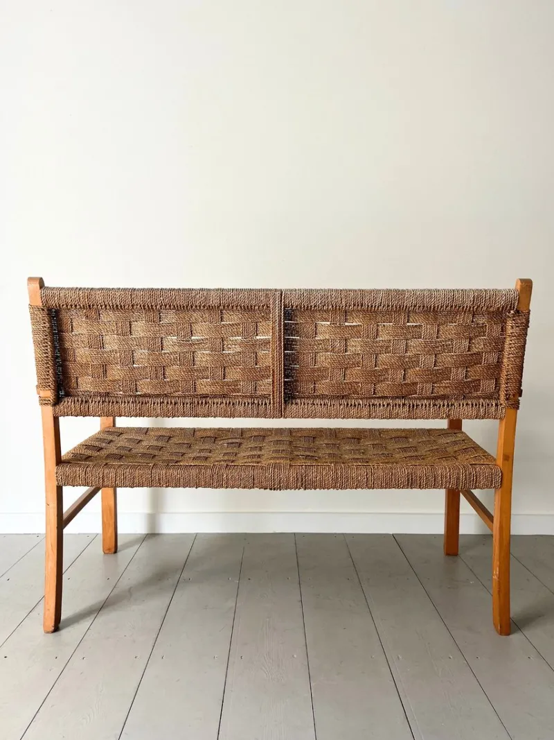 Hot Pamono Woven Bentwood Bench by Axel Larsson for Bodafors, 1940