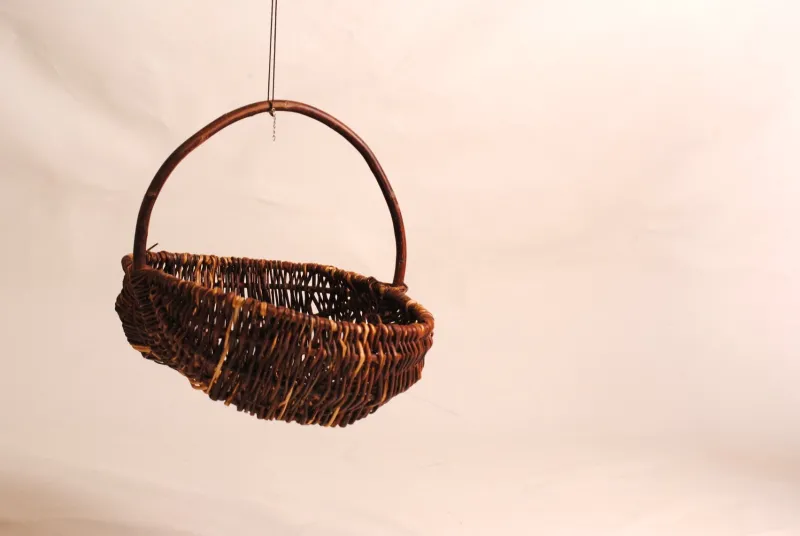 Outlet Pamono Woven Wicker Farm Basket, 1900s