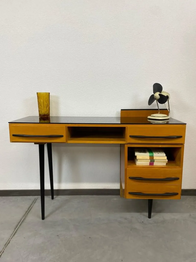 Pamono Writing Desk with Cabinet by Mojmír Požár for Up Závody Bučovice, 1960s, Set of 2> Desks