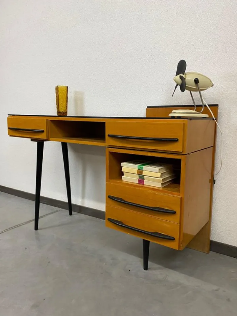 Pamono Writing Desk with Cabinet by Mojmír Požár for Up Závody Bučovice, 1960s, Set of 2> Desks