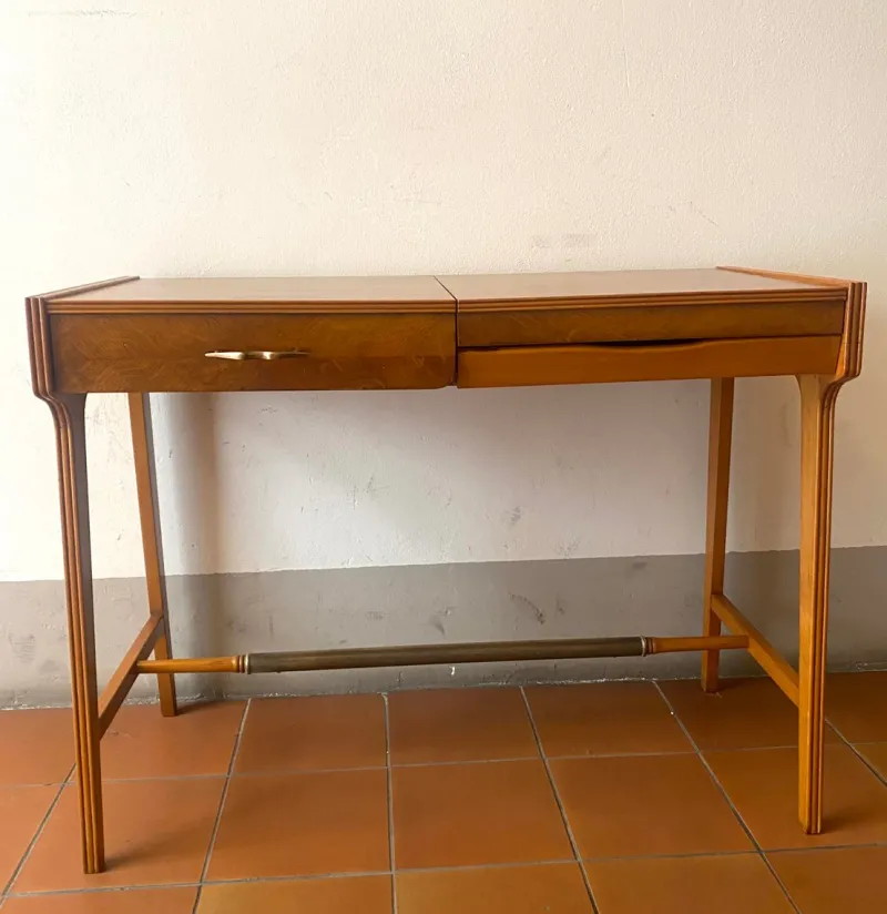 Pamono Writing Desk with Folding Mirror and Drawer attributed to Giò Ponti, Italy, 1950s> Dressing Tables
