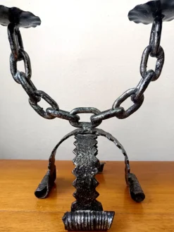 Discount Pamono Wrought Iron Chain Candlesticks, Spain, 1970s, Set of 2