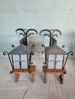New Pamono Wrought Iron Corner Lanterns, Set of 2