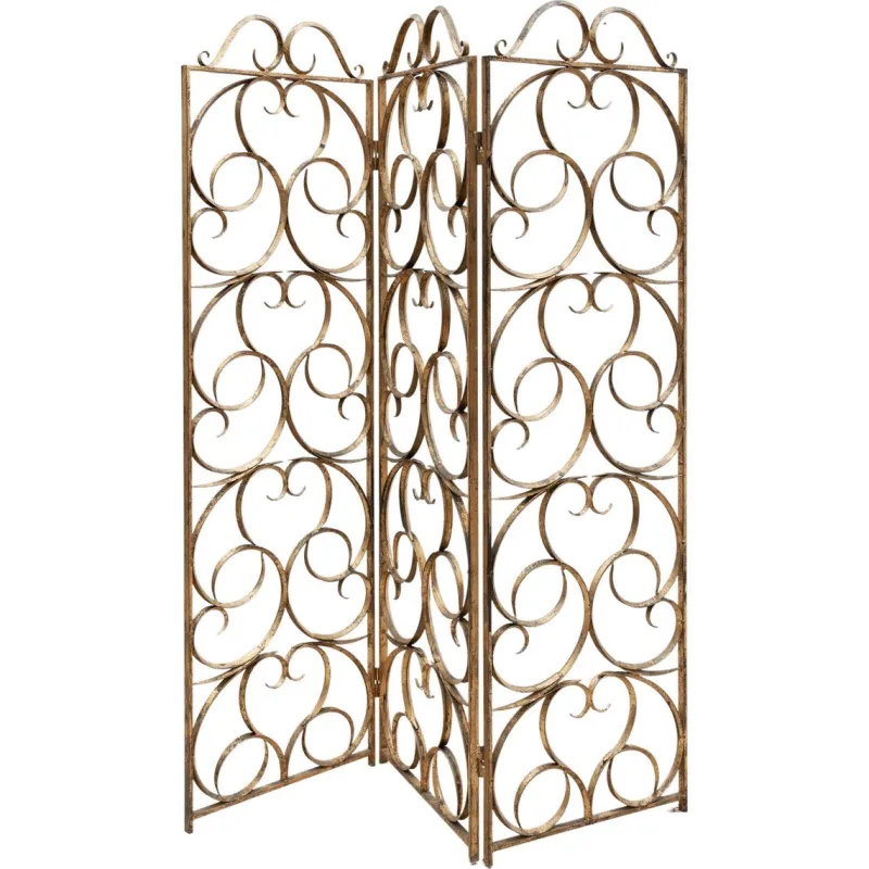 Hot Pamono Wrought Iron Decorative Gilt Folding Screen, Italy, 1950s