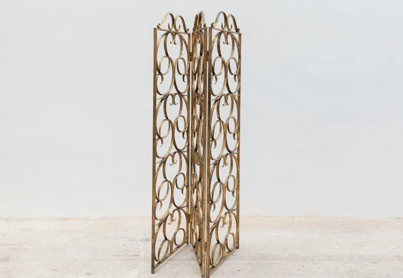 Hot Pamono Wrought Iron Decorative Gilt Folding Screen, Italy, 1950s