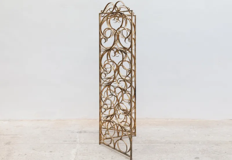 Hot Pamono Wrought Iron Decorative Gilt Folding Screen, Italy, 1950s