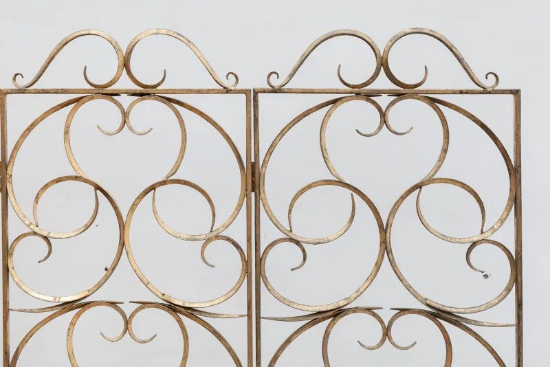 Hot Pamono Wrought Iron Decorative Gilt Folding Screen, Italy, 1950s