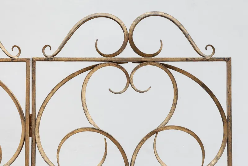 Hot Pamono Wrought Iron Decorative Gilt Folding Screen, Italy, 1950s