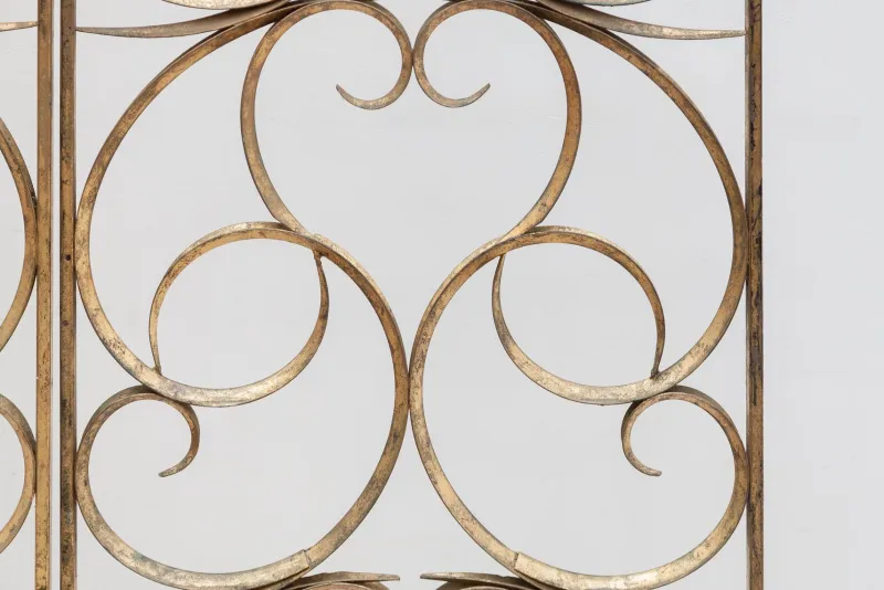 Hot Pamono Wrought Iron Decorative Gilt Folding Screen, Italy, 1950s
