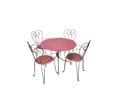 Pamono Wrought Iron Garden Table and Chairs, 1940s, Set of 5> Garden Seating