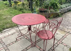 Pamono Wrought Iron Garden Table and Chairs, 1940s, Set of 5><noscript><img width=