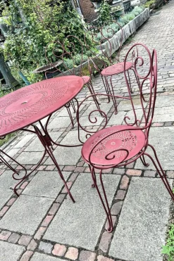 Pamono Wrought Iron Garden Table and Chairs, 1940s, Set of 5><noscript><img width=