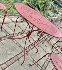 Pamono Wrought Iron Garden Table and Chairs, 1940s, Set of 5><noscript><img width=