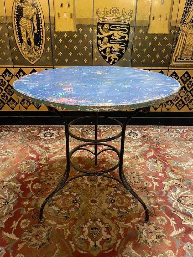 Hot Pamono Wrought Iron Garden Table with Wooden Top