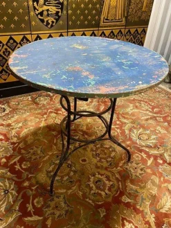 Hot Pamono Wrought Iron Garden Table with Wooden Top