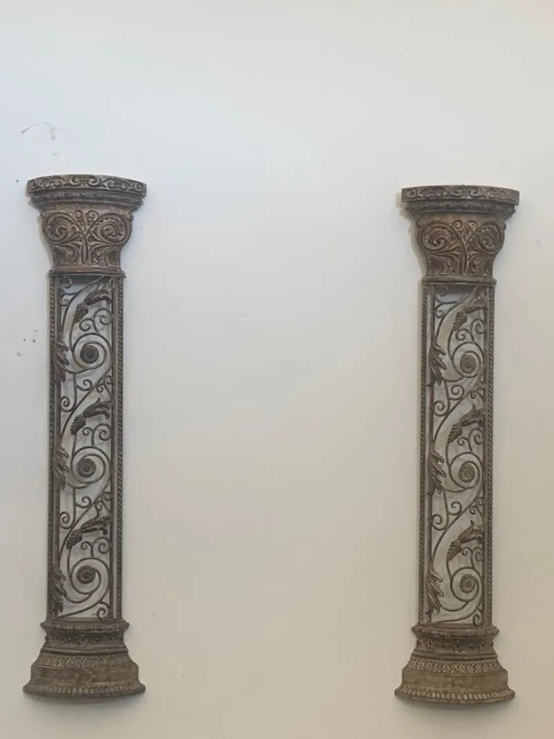 Pamono Wrought Iron Half Columns, 1970s, Set of 2> Pedestals And Columns