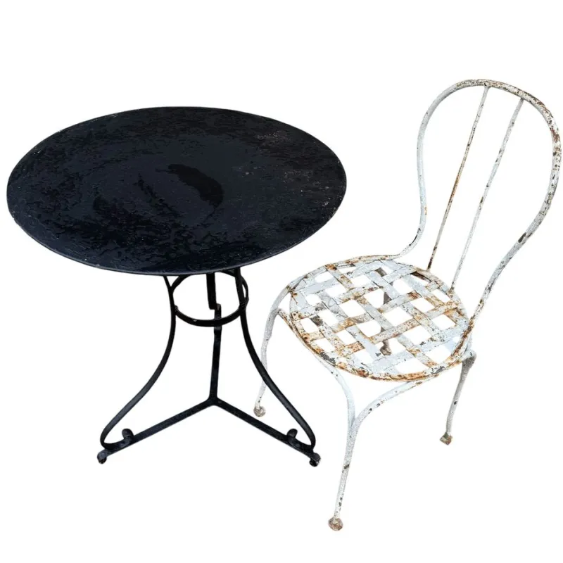 Pamono Wrought Iron Pedestal Table, France> Garden Tables