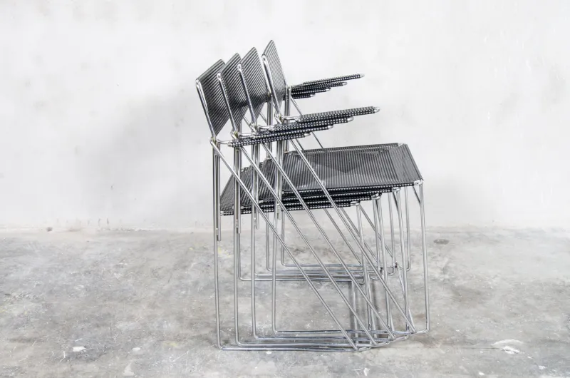 Clearance Pamono X Line Black Dining Chairs by Niels Jørgen Haugesen for Hybodan, Set of 4