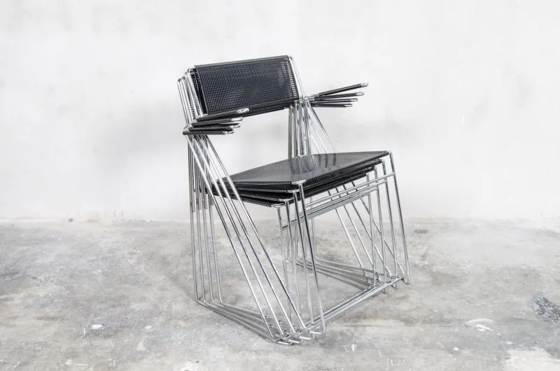 Clearance Pamono X Line Black Dining Chairs by Niels Jørgen Haugesen for Hybodan, Set of 4